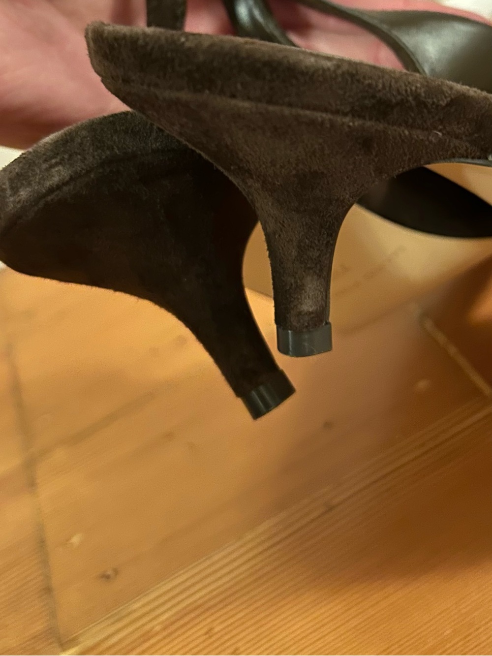 Marc Fisher Dark Brown Suede Pointed Slingback Heels - Picture 4 of 5